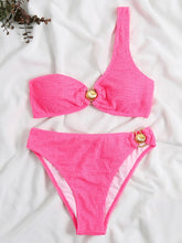 One Shoulder Gold Medallion Accented High Waist Bikini