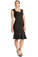 Black Sleeveless Seamed Stretch Ponte Midi Mermaid Hem Dress