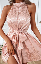Pink Leopard Print Halter Neck Mini Dress