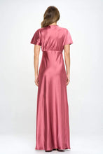 Elegant Satin Solid Deep V neck Formal Dress