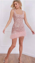Sleeveless Sequin Sheath Faux Fur Hem Party Dress
