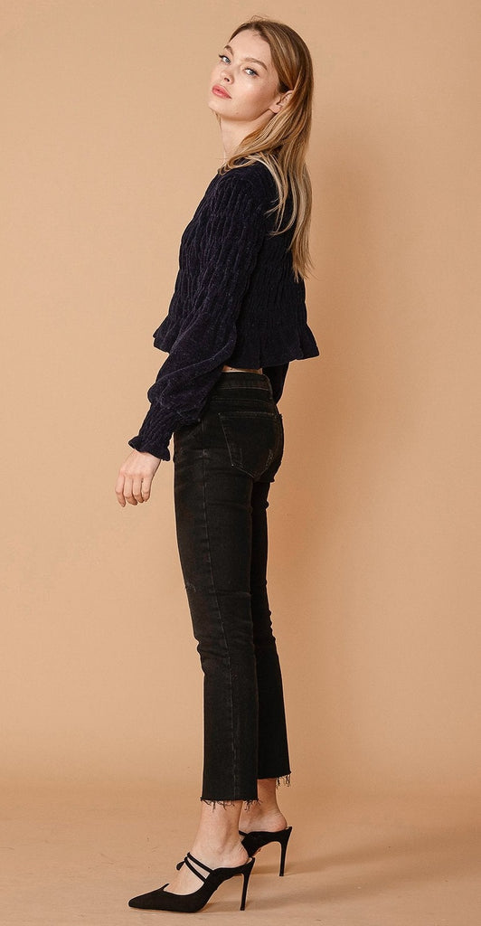 【値下げ中】fetico KNIT PEPLUM SWEATER size3 Midnight Midriff Cut Peplum Sweater– redridinghoods.com