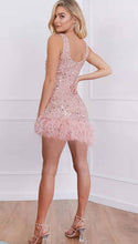 Sleeveless Sequin Sheath Faux Fur Hem Party Dress