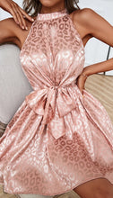 Pink Leopard Print Halter Neck Mini Dress