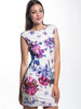 White with Pink & Purple Floral Print Dress