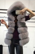 Hooded Faux Fox Fur Vest Coat