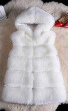 Hooded Faux Fox Fur Vest Coat
