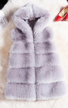 Hooded Faux Fox Fur Vest Coat