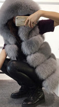 Hooded Faux Fox Fur Vest Coat 