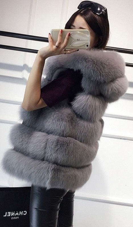 Hooded Faux Fox Fur Vest Coat– redridinghoods.com