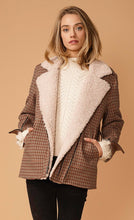 Asymmetrical Tweed Shearling Lapel Coat