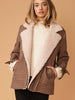 Asymmetrical Tweed Shearling Lapel Coat