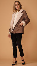 Asymmetrical Tweed Shearling Lapel Coat