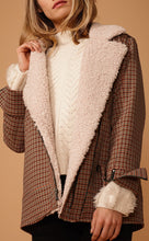 Asymmetrical Tweed Shearling Lapel Coat