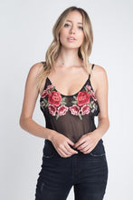 Black Sheer Embroidery Floral Top