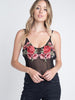 Black Sheer Embroidery Floral Top