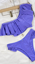Purple One Shoulder Ruffled High Cut Cheeky Bikini