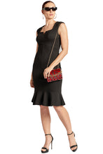 Black Sleeveless Seamed Stretch Ponte Midi Mermaid Hem Dress
