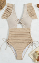 Two Tone with Ruffles One Piece Swimsuit