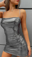 Metallic Spaghetti Strap Bodycon Mini Dress