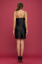 Little Black Satin Slip Dress