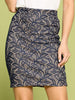 Navy Floral Lace Pencil Skirt with Lining