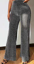 Silver Sparkle High Waist Loose Flare Pants