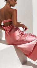 Satin Strapless Open Back Maxi Bridesmaid Style Dress