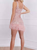 Sleeveless Sequin Sheath Faux Fur Hem Party Dress