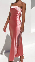 Satin Strapless Open Back Maxi Bridesmaid Style Dress