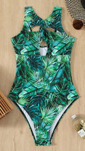 Jungle Print Hollow Out One Piece Bathing Suit