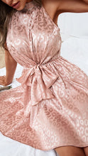 Pink Leopard Print Halter Neck Mini Dress