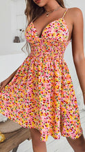 Floral Print V Neck Mini Beach Dress