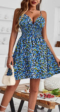 Floral Print V Neck Mini Beach Dress