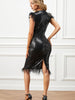 Elegant Sequined & Feather Little Black Dress