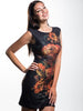 Crimson Floral Boat Neck Fashion Dress