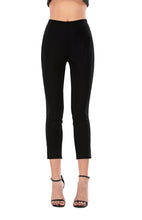 Trendy High Waist Capri Black Leggings with Slit