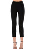 Trendy High Waist Capri Black Leggings with Slit