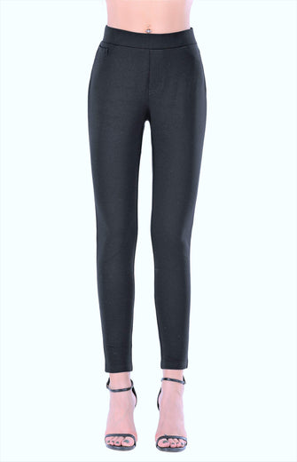 Trendy Black Leggings with Back Pockets